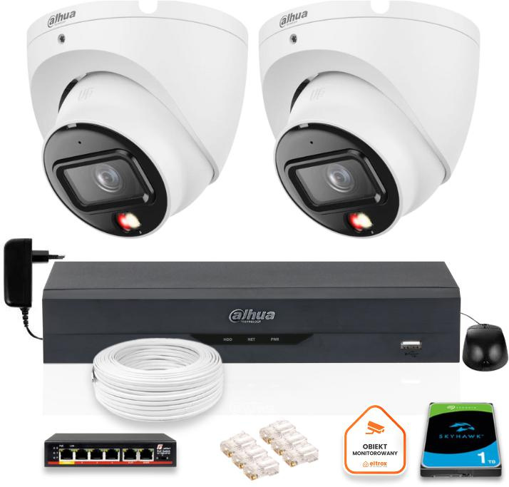 KIT OF 2 Dahua 6mpx IP Cameras IPC-HDW1639T-A-IL-0280B-S6 + DISK 1TB