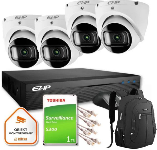 Surveillance set of 4 IP dome cameras EZ-IP by Dahua reliable 2K protection