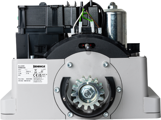 Kit de automatizare a porții culisante Beninca KBULL424SW.PM 24V cu greutate maximă de până la 400 kg și accesorii