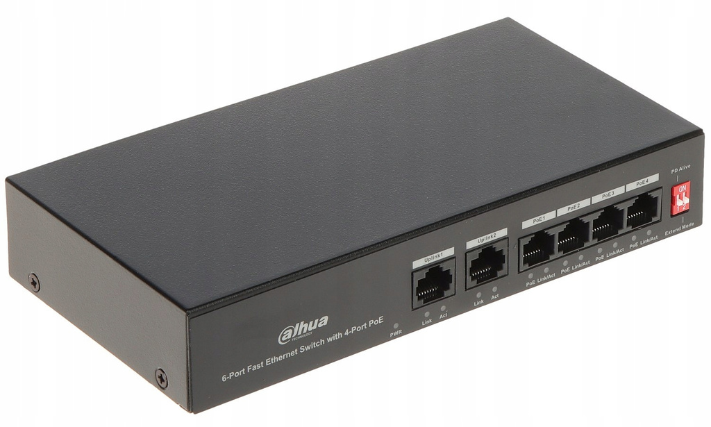 Switch Dahua PFS3006-4ET-36 - 6-port, 4x PoE, 10/100Mbps, 36W power supply