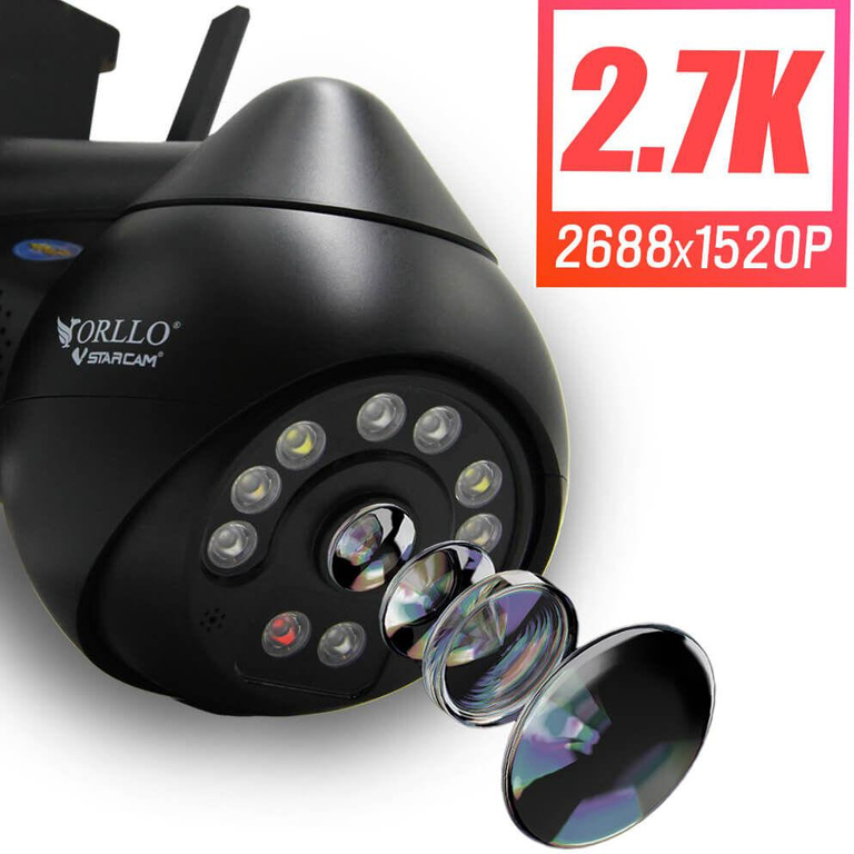 Orllo IP Camera Z8 Pro WiFi Outdoor Rotating Night Color 4MP