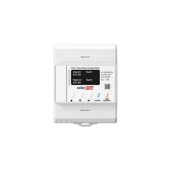 Compteur d'énergie SolarEdge avec support de communication Energy Net, monophasé/triphasé 230/400V, 65A.