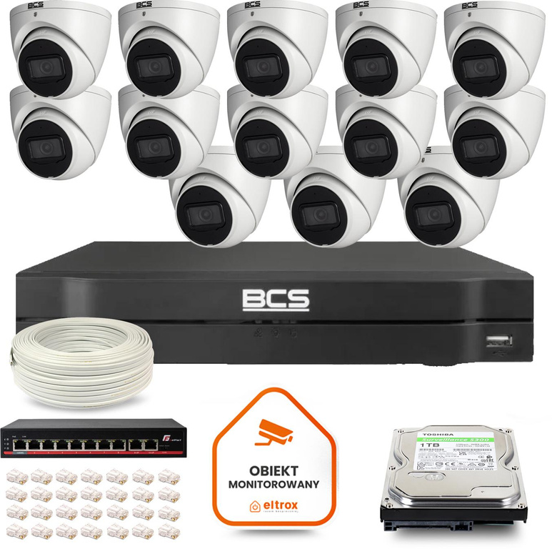 BCS Line 13x IP CCTV camera BCS-L-EIP14FSR3-AI1 DVR with 1TB HDD