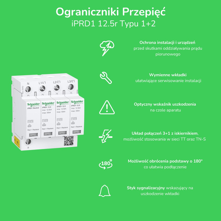 Ogranicznik przepięć iPRD1 12.5R-T12-3 3-biegunowy Typ 1+2 (klasa B+C)