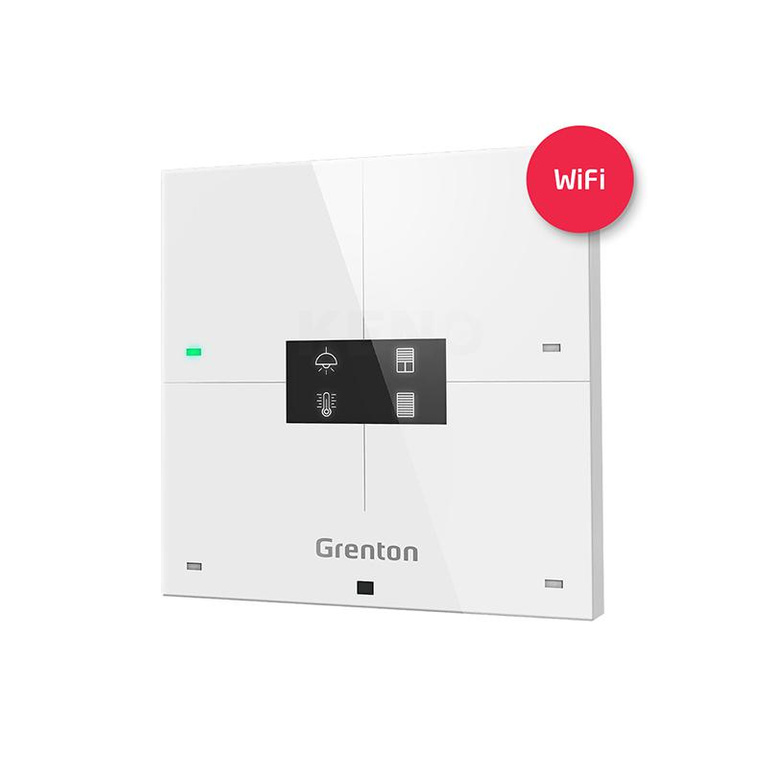 Grenton Smart Panel / 4 Touchfelder / OLED-Display / Wi-Fi / weiße Glasfront