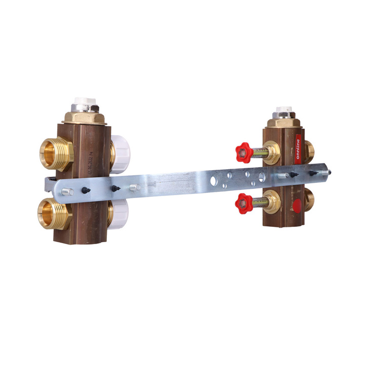 ONNLINE 1" manifold for underfloor heating with valves for actuators M30 thread and flow meters - 2 circuits