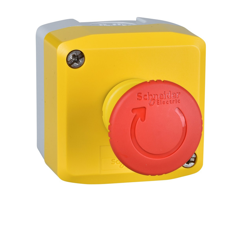 Poste de commande avec bouton coup de poing rouge 40 jaune 2 NC pivotant