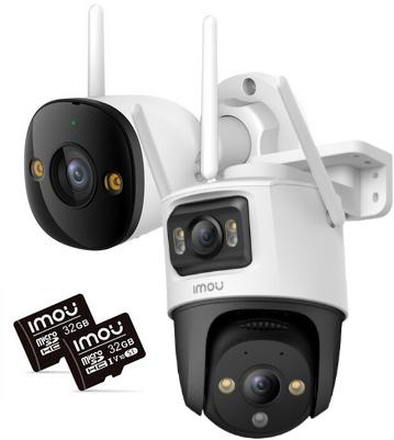 2er-Set Imou bullet 3 5MP und Cruiser Dual 10MP IP-Kameras mit 32GB Speicherkarten