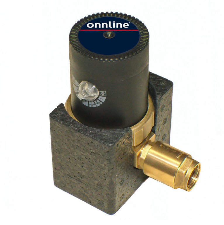 Electronic drinking water circulation pump, Onnline Pro 15-1/65 B, with 1Rp 1/2 inch threaded connection, complete with check valve and cover