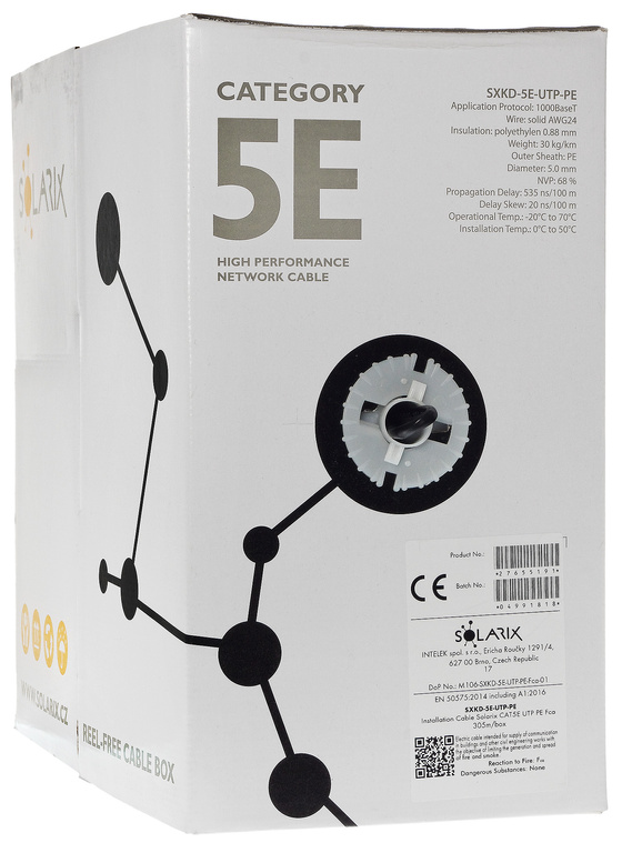 LAN U/UTP cat.5e Solarix SXKD-5E-UTP-PE Câble UV