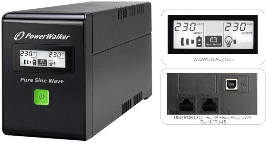 UPS EMERGENCY POWER SUPPLY PowerWalker VI 600 SW FR