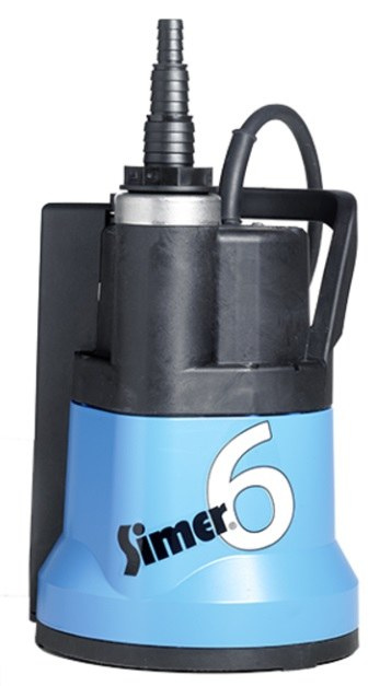 Submersible pump SIMER 6S (230V) - pumps water up to2 mm water table (metal impeller and housing) with integrated switch with electrodes to