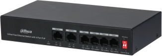 Switch Dahua PFS3006-4ET-36 - 6-port, 4x PoE, 10/100Mbps, 36W power supply