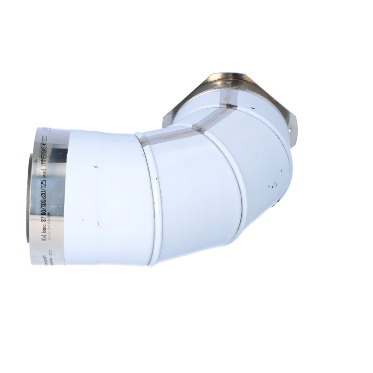 Concentric air and flue elbow 87° DN80/125 with mounting flange