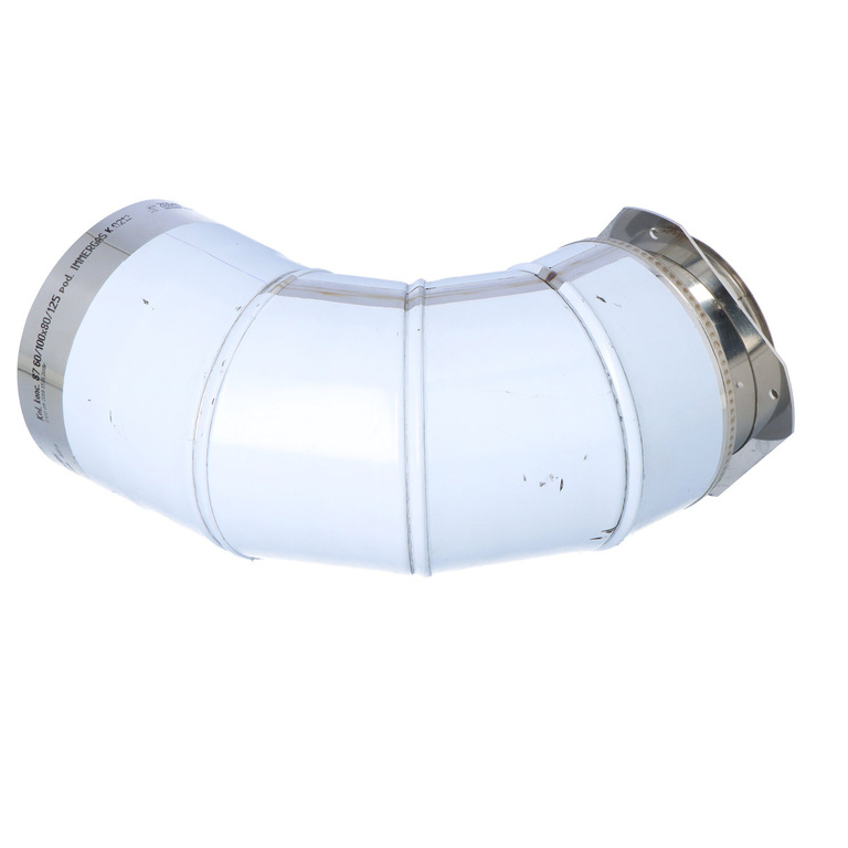 Concentric air and flue elbow 87° DN80/125 with mounting flange