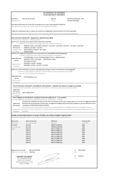 ATLANTIC EXPLORER 270L COIL WiFi R290 - Brauchwasser-Wärmepumpe mit Wärmetauscher, 270L Tank, Klasse A+