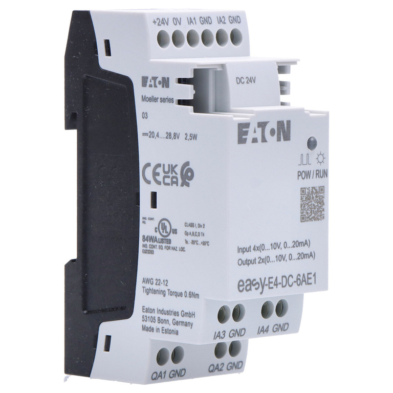 Utökning av Easy-E4-styrenheten med en DC-modell med 6 analoga ingångar och elektronikenhet 1