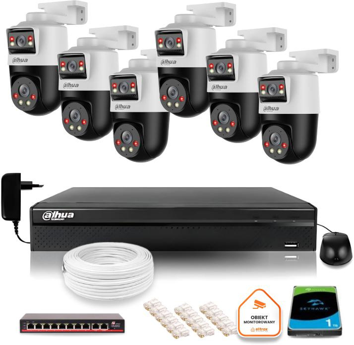 Dahua IP-Überwachungsset aus 6 2MP PTZ-Kameras mit DVR und 1TB HDD
