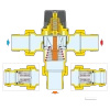 Nastavitelný termostatický směšovací ventil pro centrální systémy. Těleso ze slitiny zinku odolné proti vymývání 1 1/2 35÷65 °C