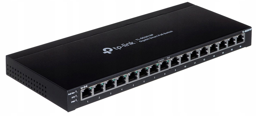 Switch TP-Link TL-SG2016P s 8 porty PoE+ pro síť Ethernet