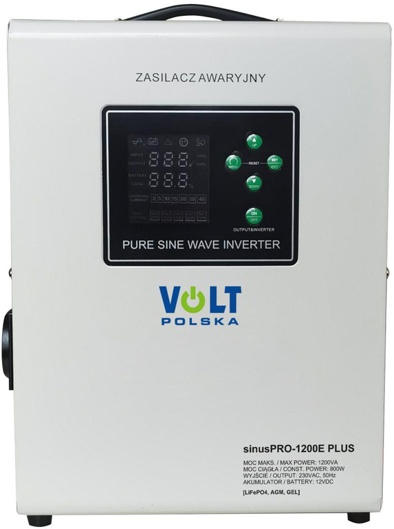 VOLT POLSKA SINUSPRO 1200E PLUS 12V 800/1200W LiFePO4 Wechselrichter, MENU