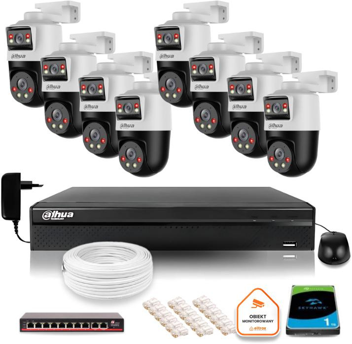 Dahua IP surveillance set of 8 2MP PTZ cameras with DVR and 1TB drive