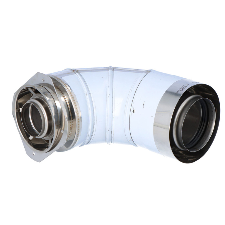 Concentric air and flue elbow 87° DN80/125 with mounting flange