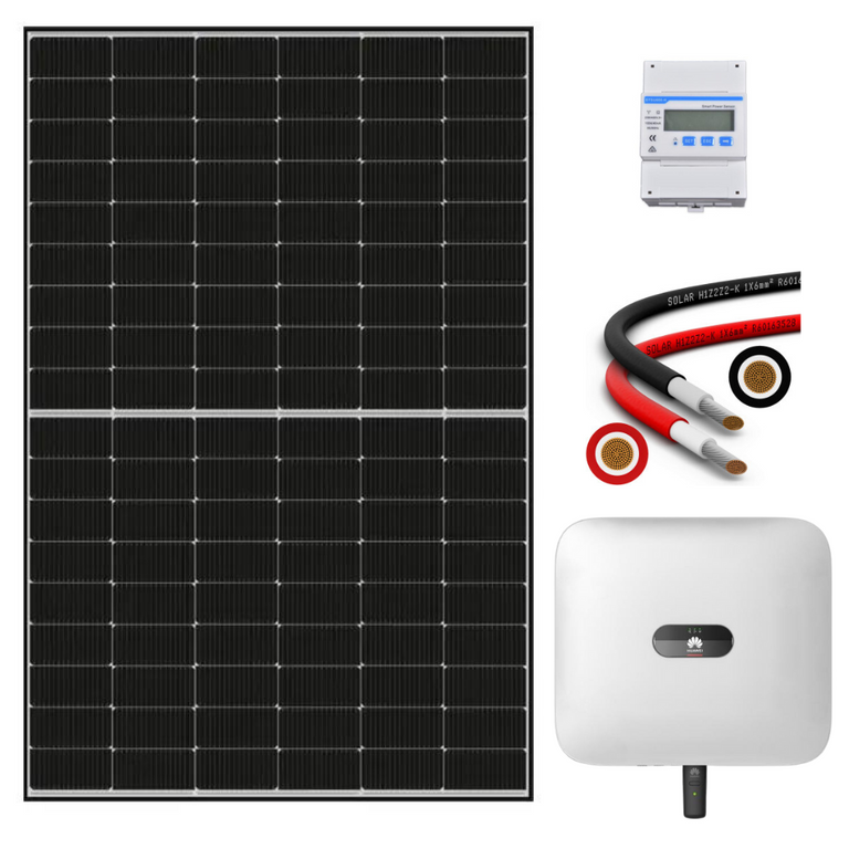 3.3 kWp Complete HYBRID PV Kit Huawei Sun2000-3KTL 3-phase, WIFI, 8x Das Solar 415Wp, cables 100m, connectors, meter
