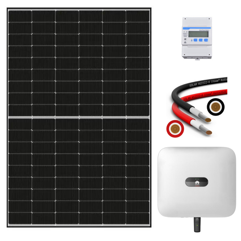 3.68 kWp Complete HYBRID PV Kit Huawei Sun2000-3.68KTL single-phase, 9x Das Solar 415Wp, cables 100m, connectors, meter