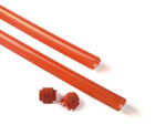Rode rubberen beschermstrip 9x1m set met beschermkappen voor armen XBA14, XBA15, XBA19